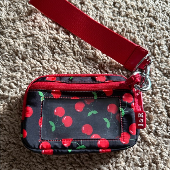Iris & Rainbow Cherry Print Wristlet with ID Window - Picture 2 of 6